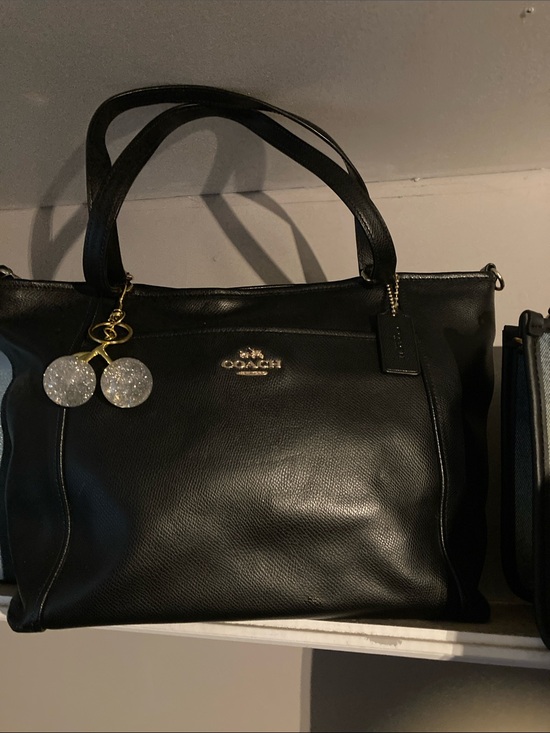 Coach Handbags - Coach Black Leather Tote with Matching Pouch and Strap